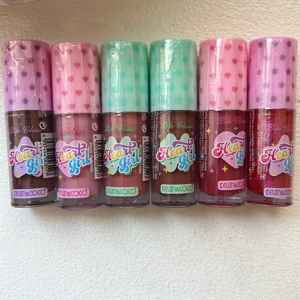 Heart Girl Lip Gloss - Assorted Pink & Mint Caps